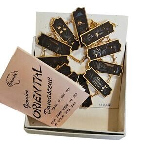 Vintage NWT Japanese Damascene 24k Gold & Sterling Inlay Bracelet